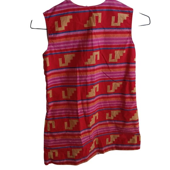 Vintage Girls 10 Dress 1960s King Kole Miami Sleeveless Zip Aztec Geometric mod - Picture 4 of 6